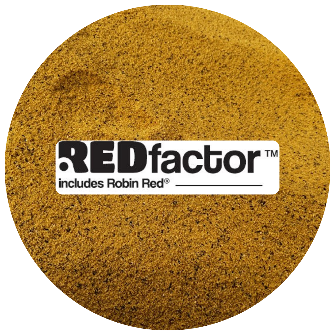 Red Factor bait granules with Red Factor includes Robin Red Logo